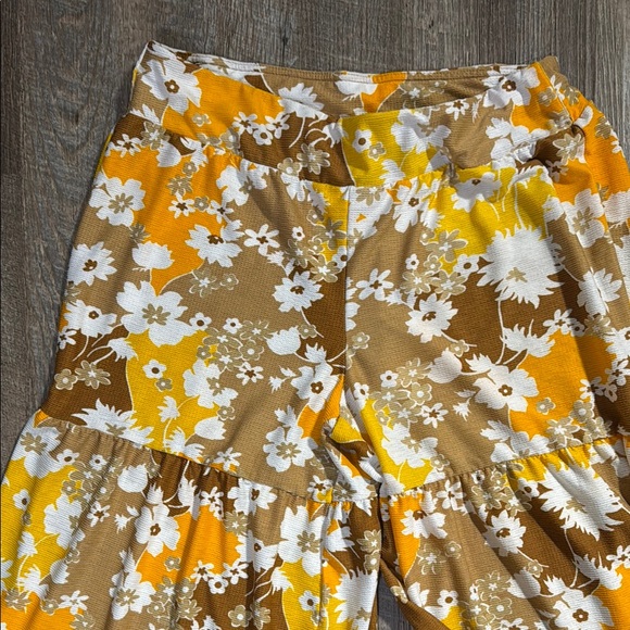 Cato Women's Wide Leg Pants in Yellow and Brown Floral - Picture 4 of 5